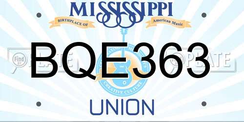 BQE363 Mississippi License Plate