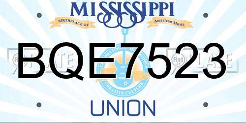 BQE7523 Mississippi License Plate