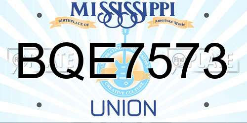 BQE7573 Mississippi License Plate