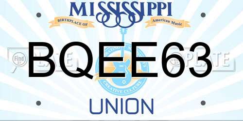 BQEE63 Mississippi License Plate
