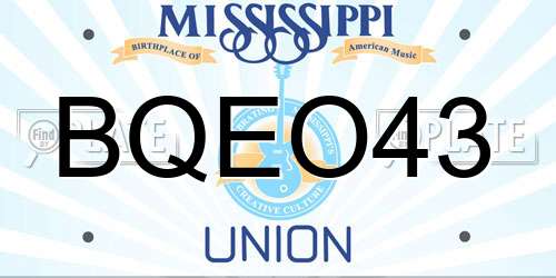 BQEO43 Mississippi License Plate