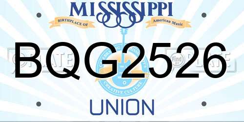 BQG2526 Mississippi License Plate