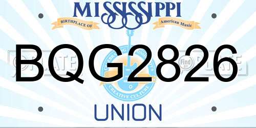 BQG2826 Mississippi License Plate