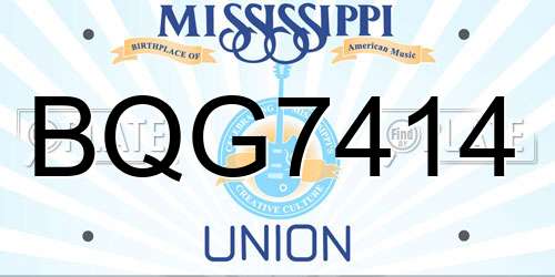 BQG7414 Mississippi License Plate