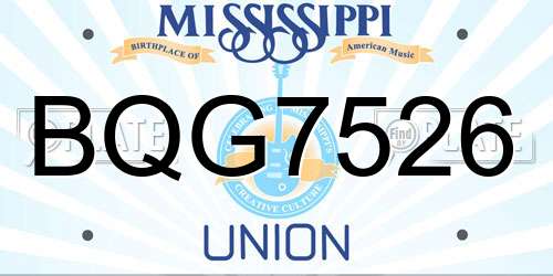 BQG7526 Mississippi License Plate