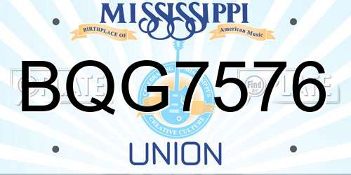 BQG7576 Mississippi License Plate