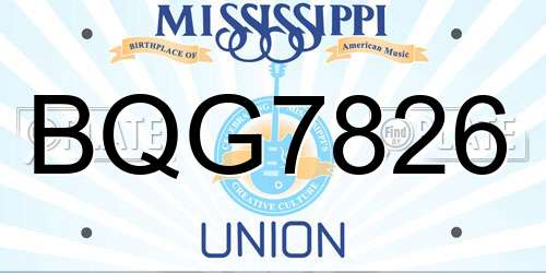 BQG7826 Mississippi License Plate