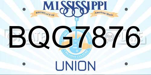 BQG7876 Mississippi License Plate