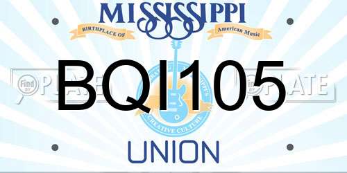 BQI105 Mississippi License Plate