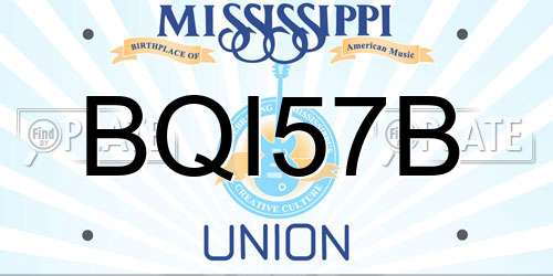 BQI57B Mississippi License Plate