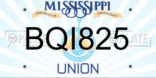 BQI825 Mississippi License Plate