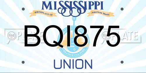 BQI875 Mississippi License Plate