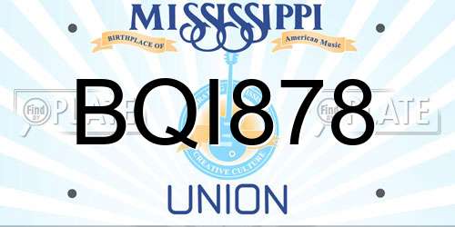 BQI878 Mississippi License Plate