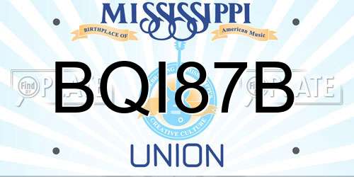 BQI87B Mississippi License Plate
