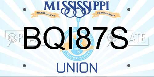 BQI87S Mississippi License Plate