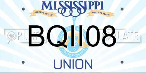 BQII08 Mississippi License Plate