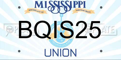 BQIS25 Mississippi License Plate