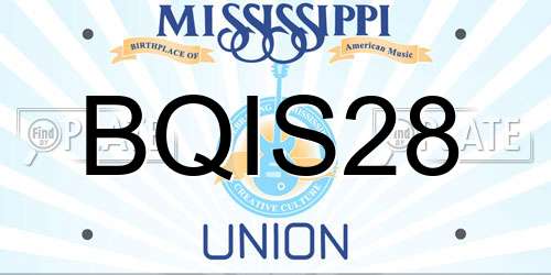 BQIS28 Mississippi License Plate