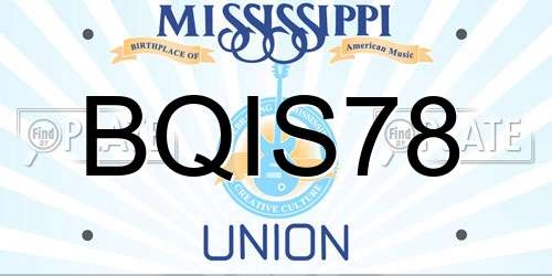 BQIS78 Mississippi License Plate