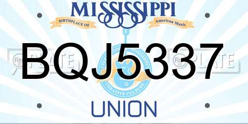 BQJ5337 Mississippi License Plate