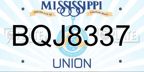 BQJ8337 Mississippi License Plate
