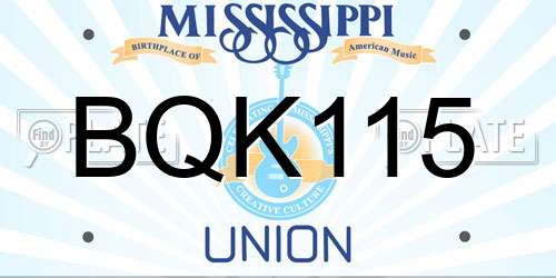 BQK115 Mississippi License Plate