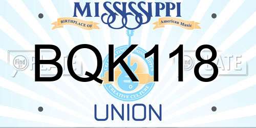 BQK118 Mississippi License Plate