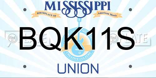 BQK11S Mississippi License Plate