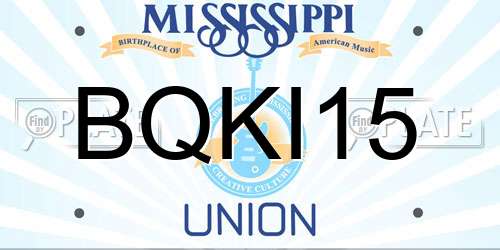 BQKI15 Mississippi License Plate