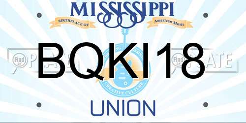 BQKI18 Mississippi License Plate
