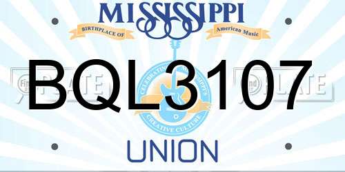BQL3107 Mississippi License Plate