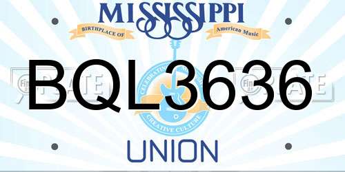 BQL3636 Mississippi License Plate
