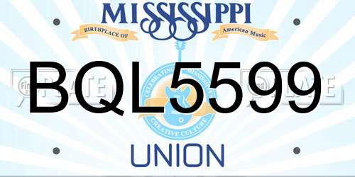 BQL5599 Mississippi License Plate