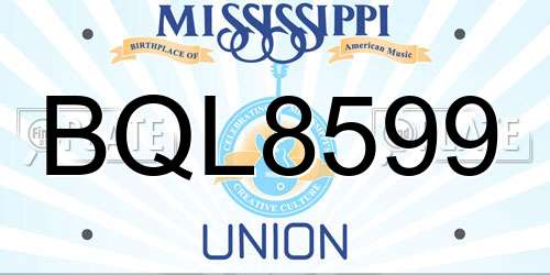 BQL8599 Mississippi License Plate