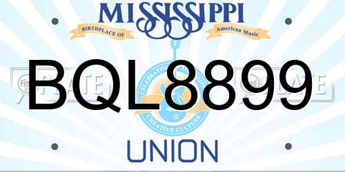 BQL8899 Mississippi License Plate