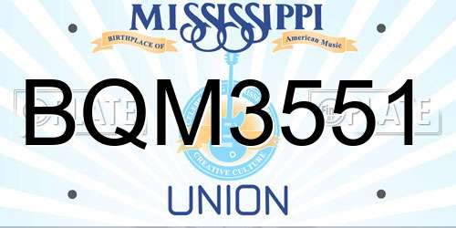 BQM3551 Mississippi License Plate