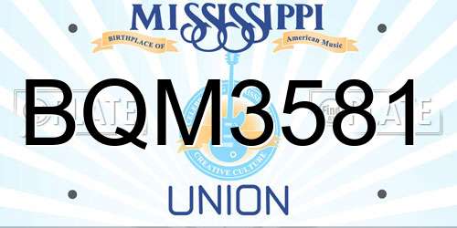BQM3581 Mississippi License Plate