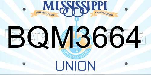 BQM3664 Mississippi License Plate
