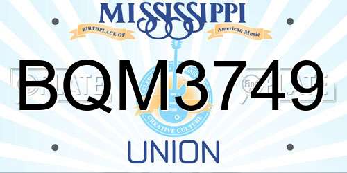 BQM3749 Mississippi License Plate