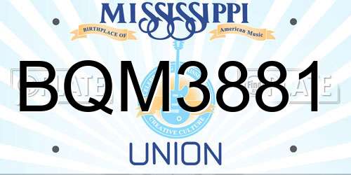 BQM3881 Mississippi License Plate