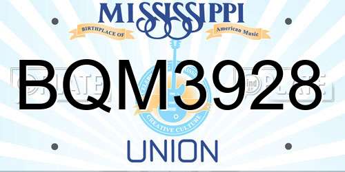 BQM3928 Mississippi License Plate