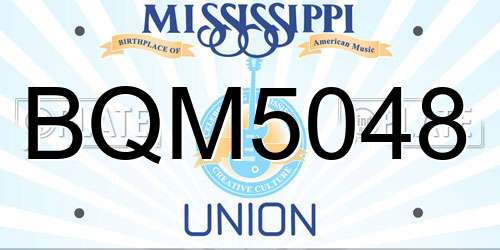 BQM5048 Mississippi License Plate