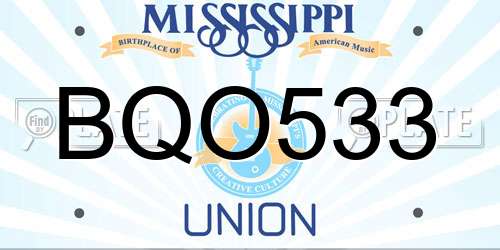 BQO533 Mississippi License Plate