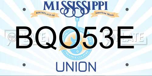 BQO53E Mississippi License Plate