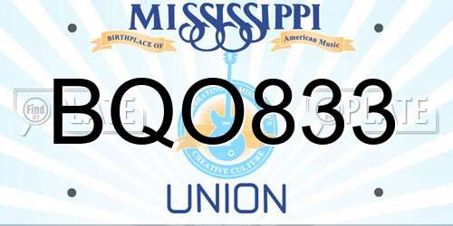 BQO833 Mississippi License Plate