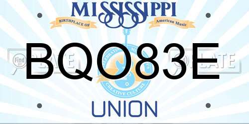BQO83E Mississippi License Plate
