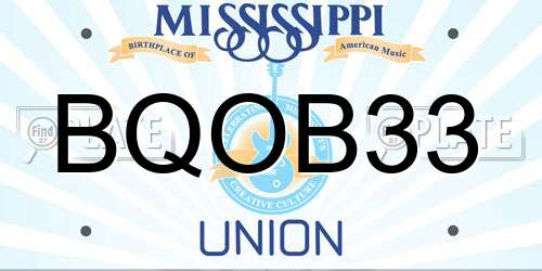 BQOB33 Mississippi License Plate