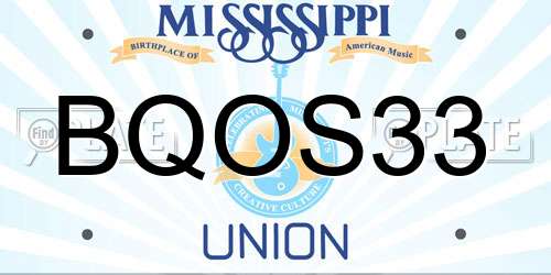 BQOS33 Mississippi License Plate