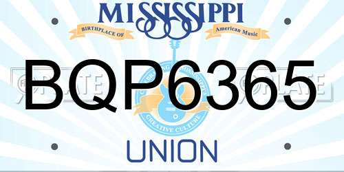 BQP6365 Mississippi License Plate