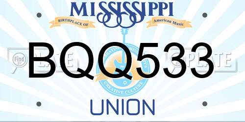 BQQ533 Mississippi License Plate